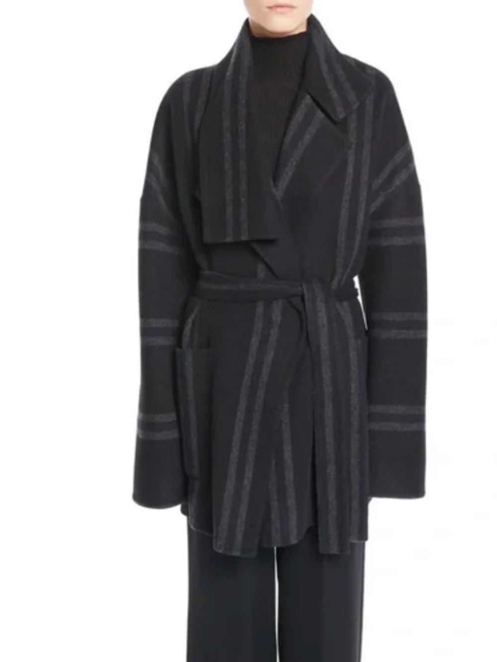 Vince Striped Wool Blend Blanket Coat Size XS